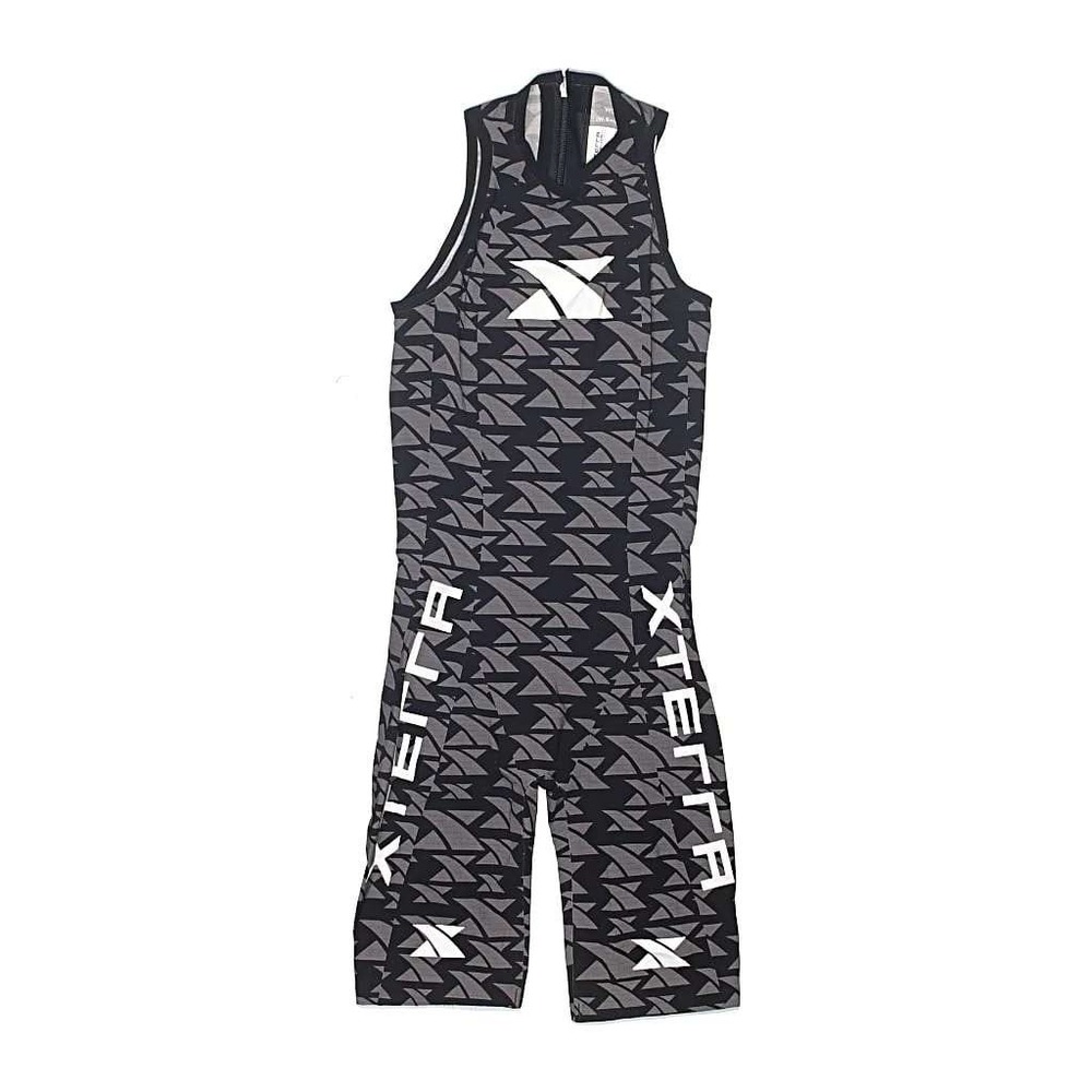 Xterra Tri Suit Womens Small Black Grey Excellent Sleeveless Triathlon One Piece